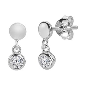 Silver Single Drop CZ Stud Earring