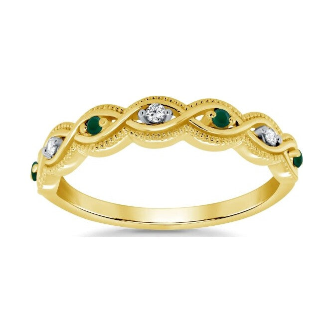 9ct Emerald and Diamond Eternity Ring