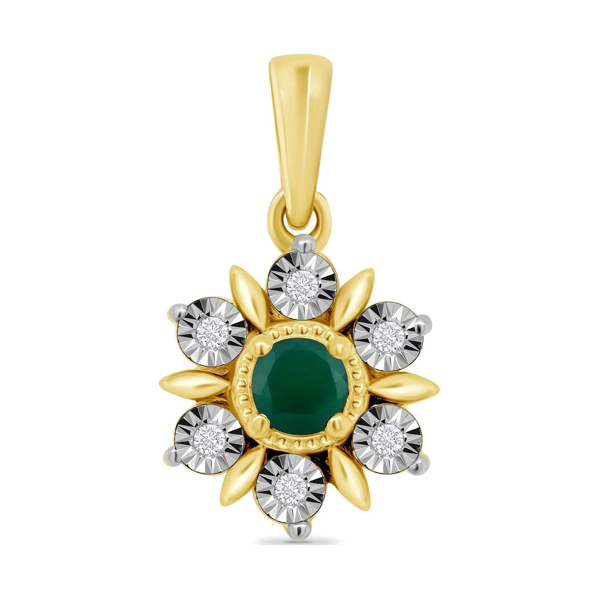 9ct Emerald and Diamond Pendant