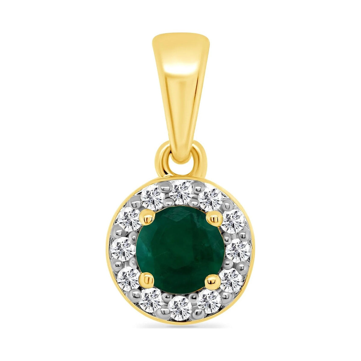 9ct Emerald and Diamond Pendant