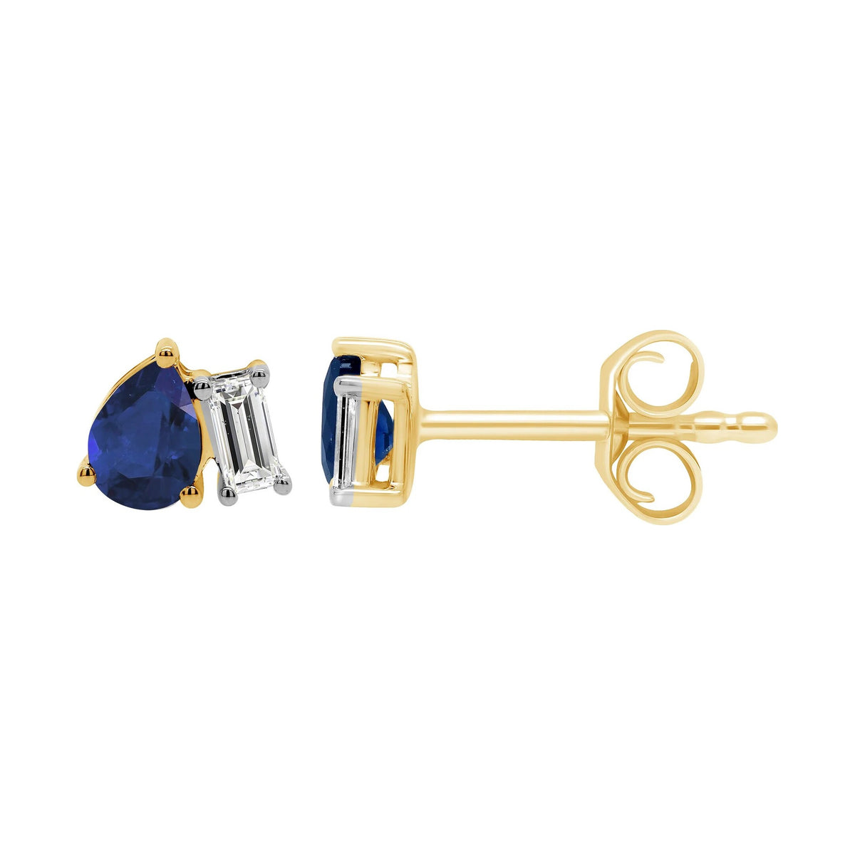 9ct 2 stone Pear Lab Created Sapphire & diamond Studs