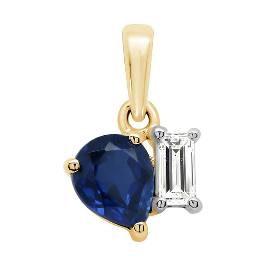 9ct Lab Created Sapphire & Diamond Pendant