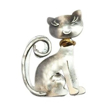 Gold collar cat brooch