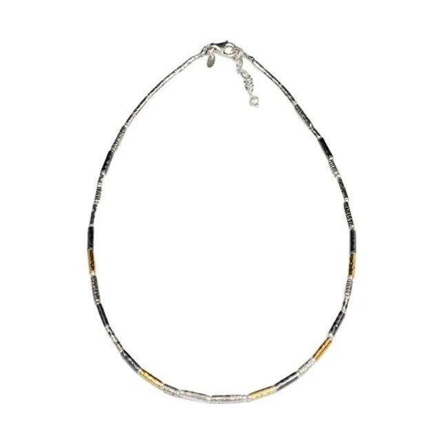 Three colour tube necklace