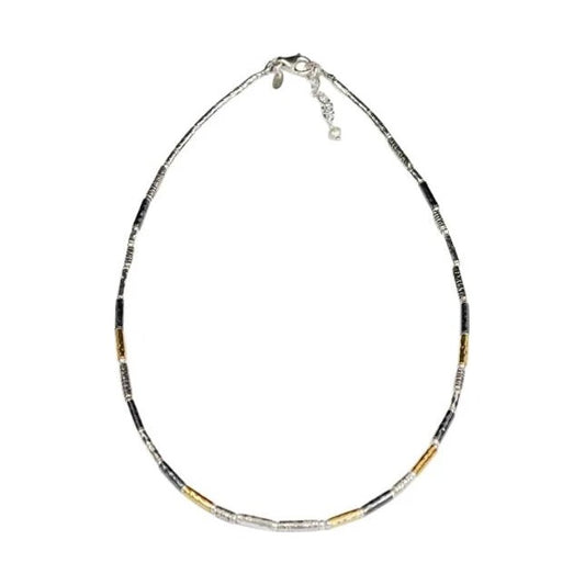 Three colour tube necklace