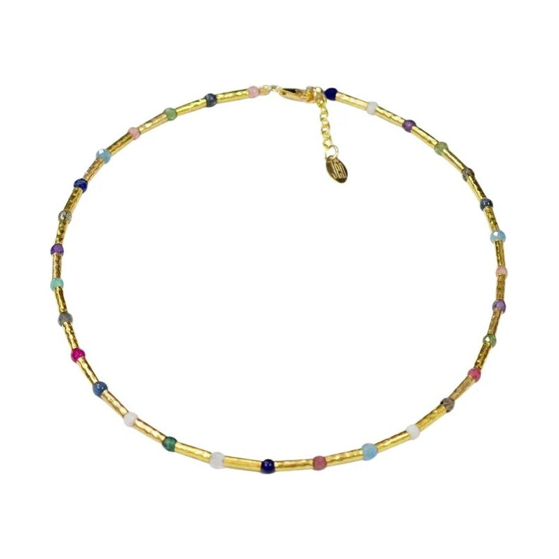 Multi stone tube necklace
