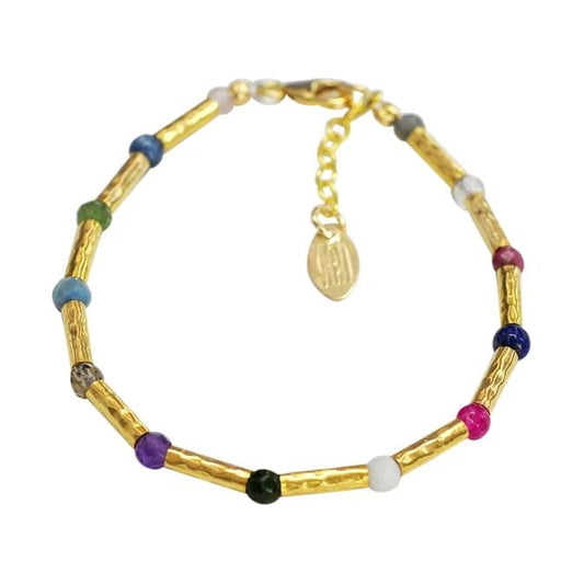 Multi stone tube bracelet