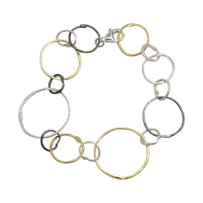 Three colour multi circle bracelet