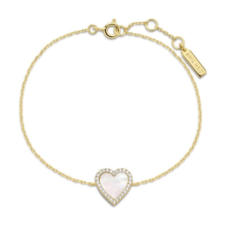 Gold Mother of Pearl Halo Heart Bracelet