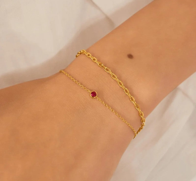 Gold Crimson Solitaire Bracelet