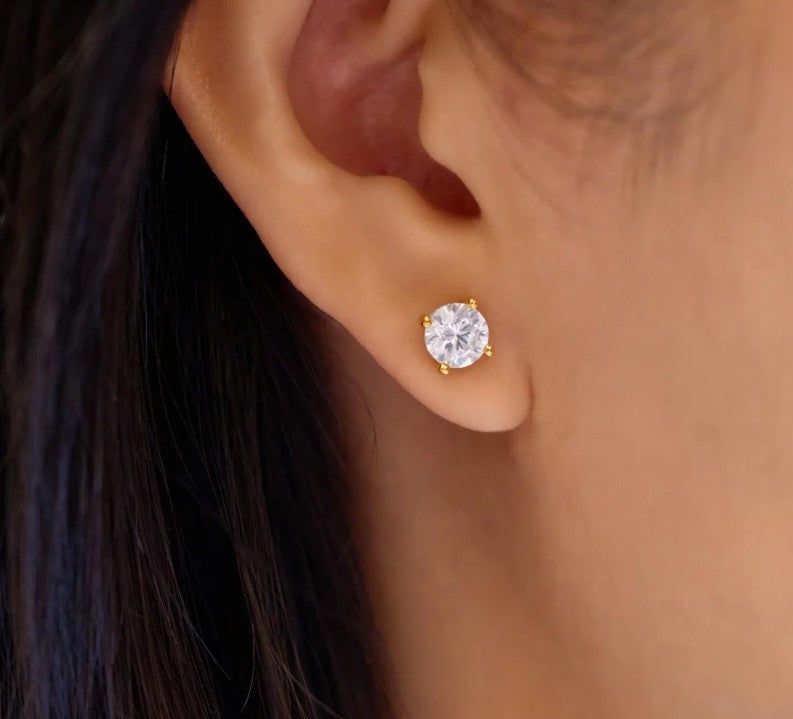 Gold Just You Solitaire Stud Earrings