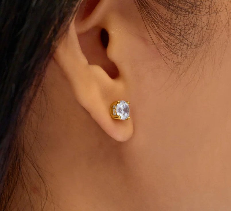 Gold Just You Solitaire Stud Earrings