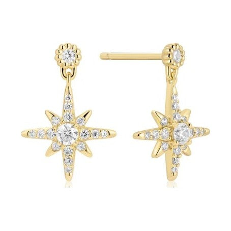 Gold Dangling Nova Star Stud Earrings