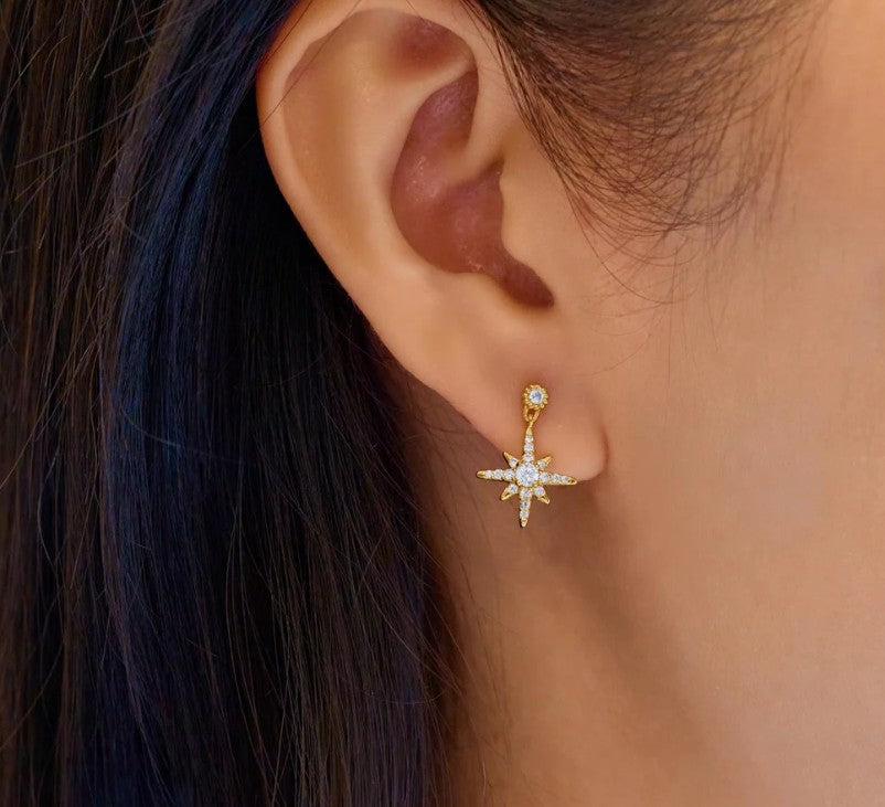 Gold Dangling Nova Star Stud Earrings