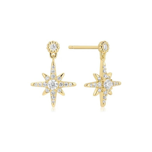 Gold Dangling Nova Star Stud Earrings