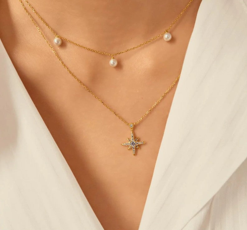 Gold Sparkling Nova Star Necklace