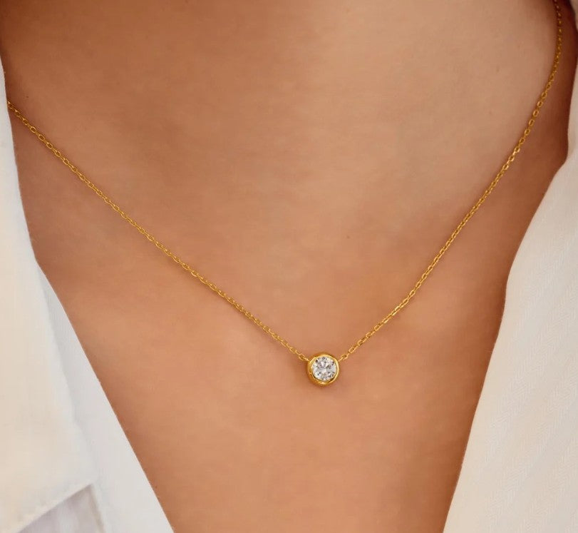 Gold Just You Solitaire Necklace