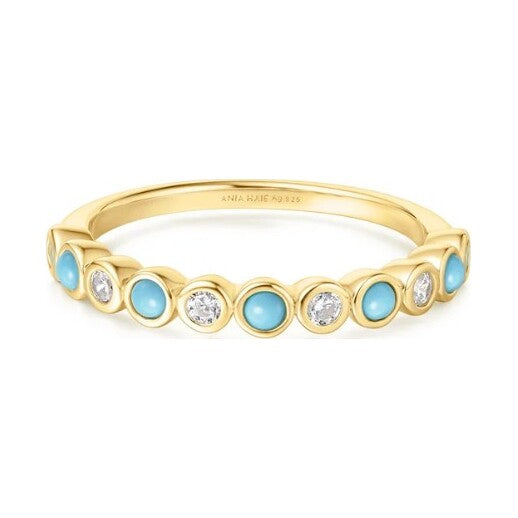 Gold Bezel Lab Created Turquoise Ring, size 58.