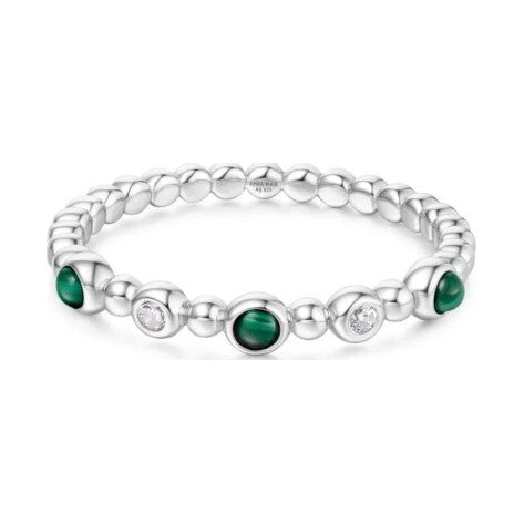 Sunny Sparkler: Bezel Malachite Beaded Silver Ring