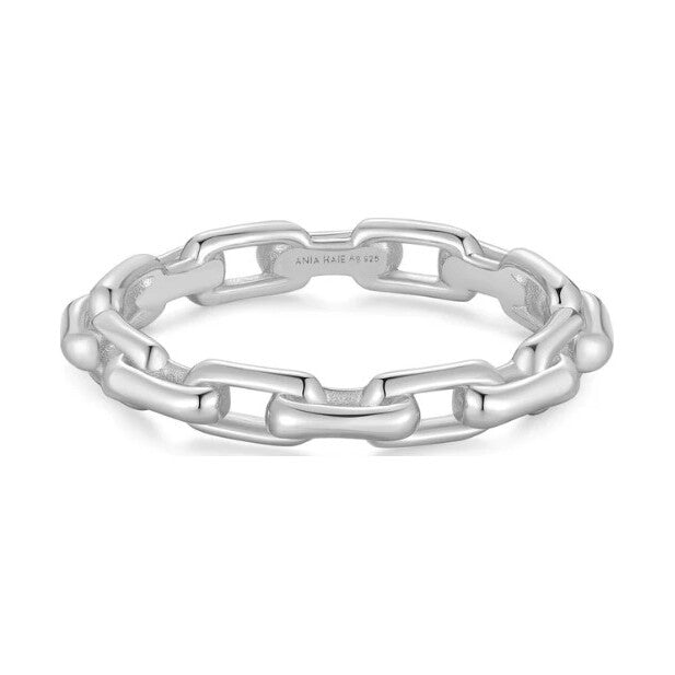 Silver Paper Clip Link Ring, size 54.