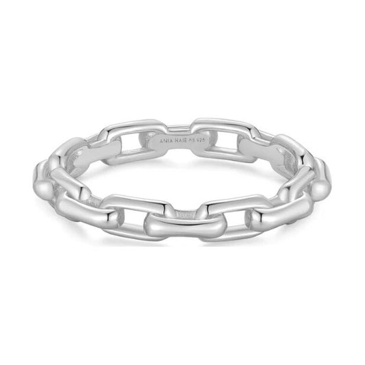 Silver Paper Clip Link Ring, size 54.