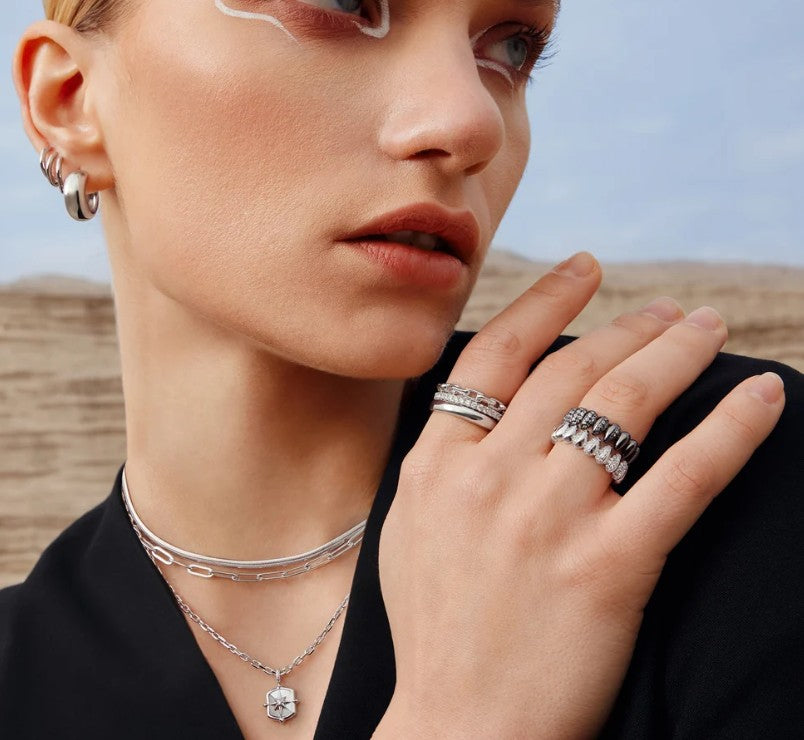 Silver Paper Clip Link Ring, size 54.