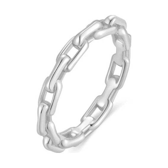 Silver Paper Clip Link Ring, size 54.