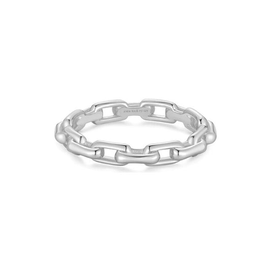 Silver Paper Clip Link Ring, size 54.