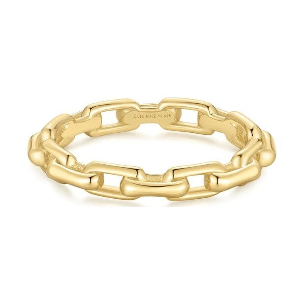 Gold Paper Clip Link Ring, size 56.