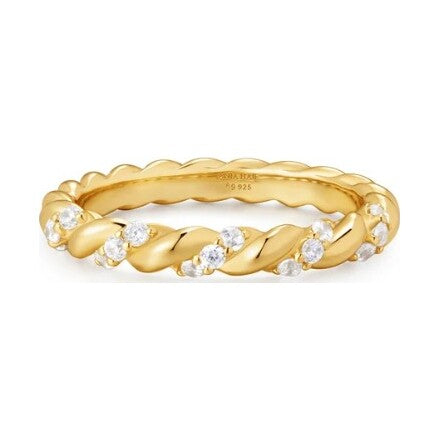Gold Sparkle Twisted Ring, size 54.