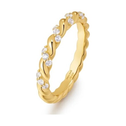 Gold Sparkle Twisted Ring, size 54.