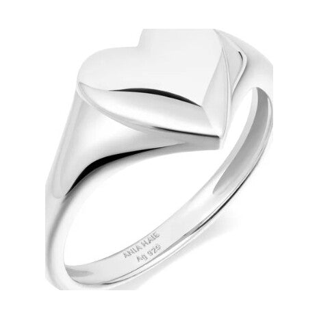 Silver Love Signet Ring, size 58