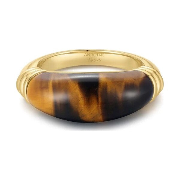 Gold Tiger Eye Statement Ring, size 58.