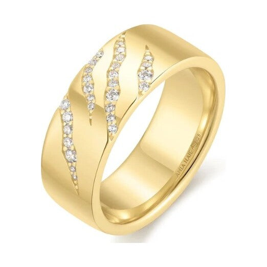 Gold Tiger Stripe Band, size 58