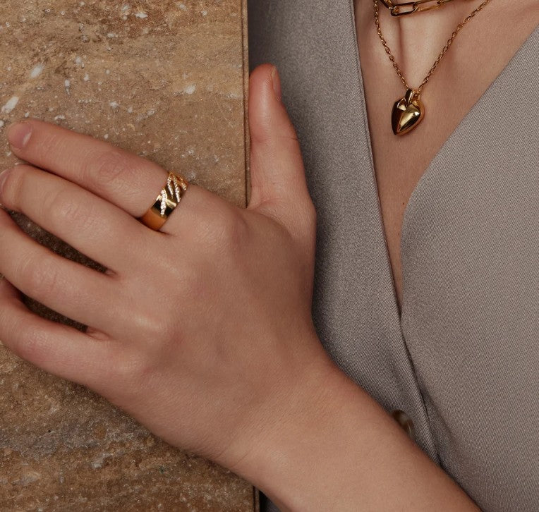Gold Tiger Stripe Band, size 56.