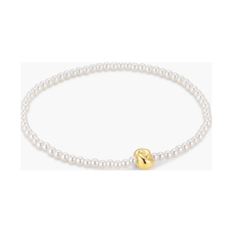 Gold Glass Pearl & Twist Beaded Bracelet