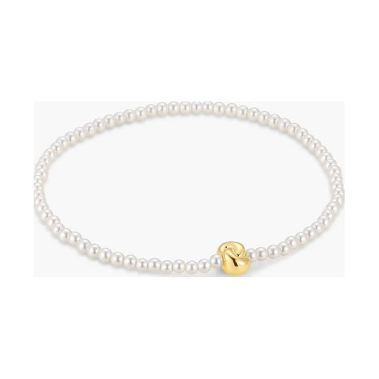 Gold Glass Pearl & Twist Beaded Bracelet