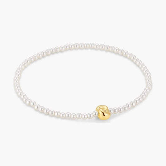Gold Glass Pearl & Twist Beaded Bracelet