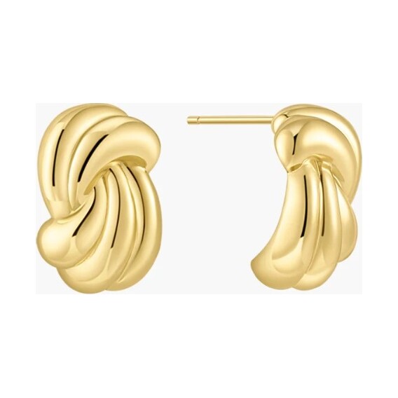 Gold Ripple Twist Stud Earrings
