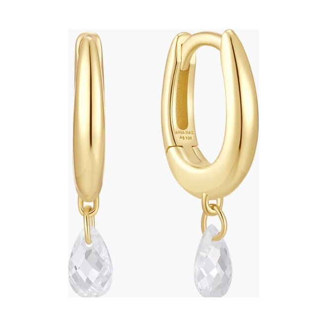 Gold Teardrop Dangle Huggie Hoop Earrings