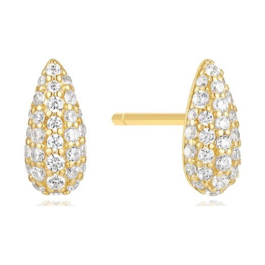 Gold Pavé Dome Stud Earrings
