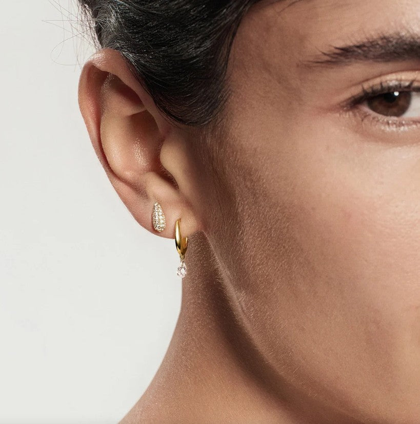 Gold Pavé Dome Stud Earrings