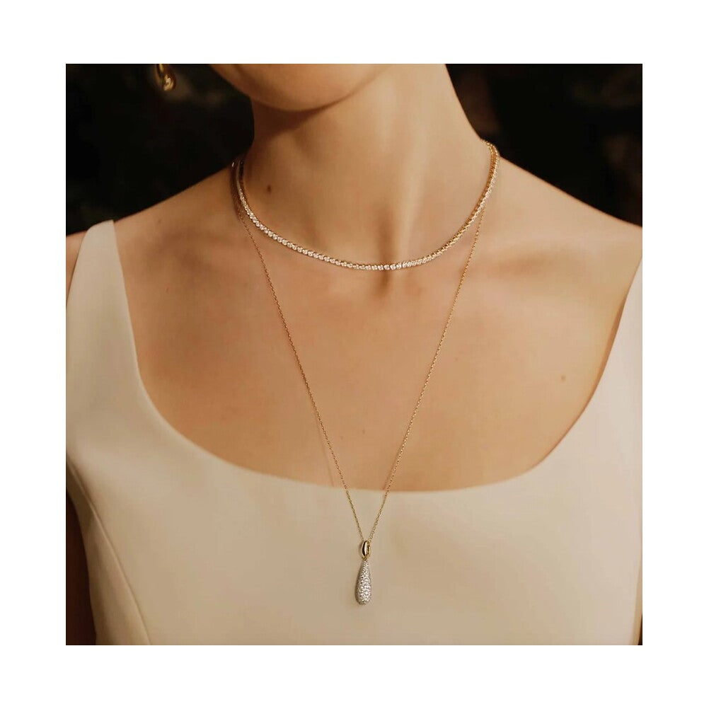 Gold Pavé Statement Teardrop Necklace