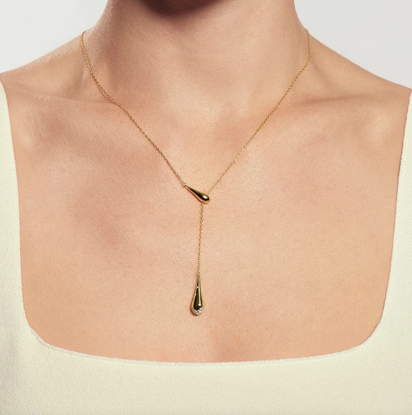 Gold Single-Slide Teardrop Necklace