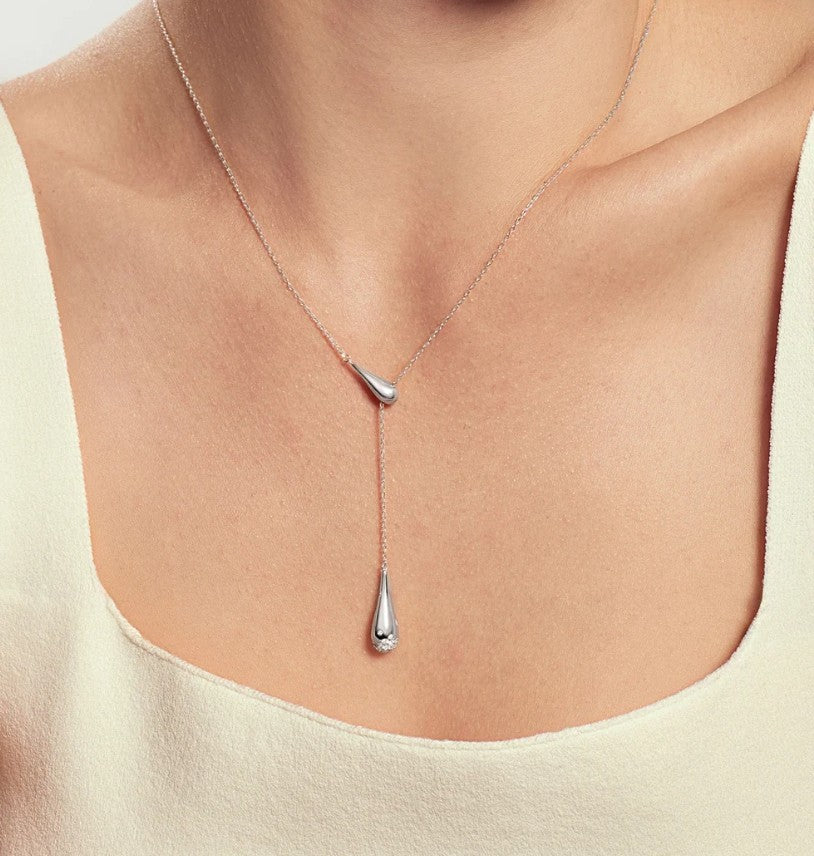 Silver Single-Slide Teardrop Necklace