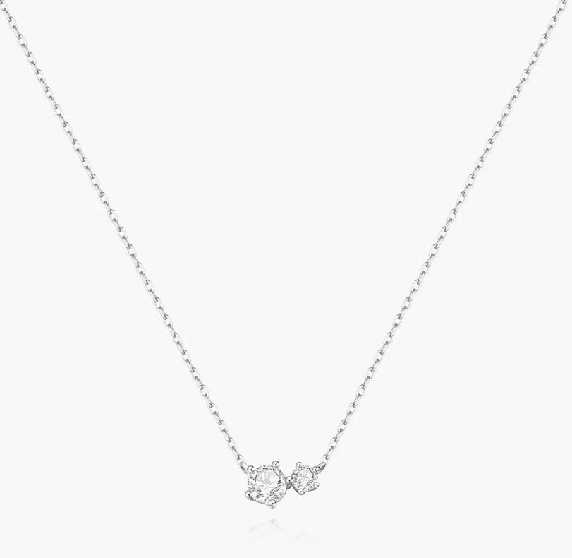 Silver Prong Set Duo Necklace