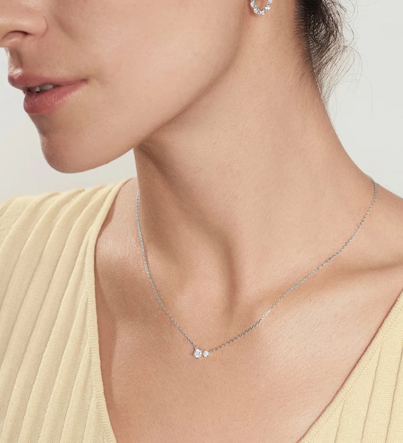 Silver Prong Set Duo Necklace