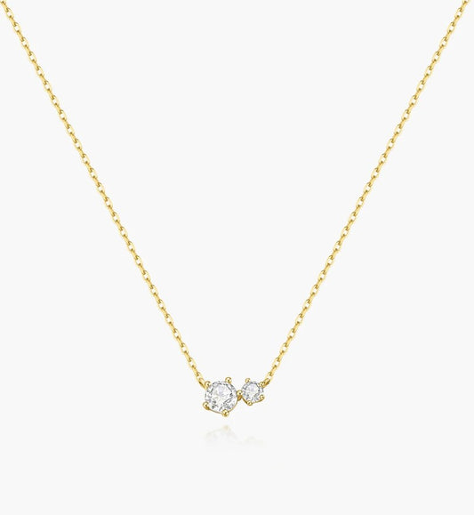 Gold Prong Set Duo Necklace