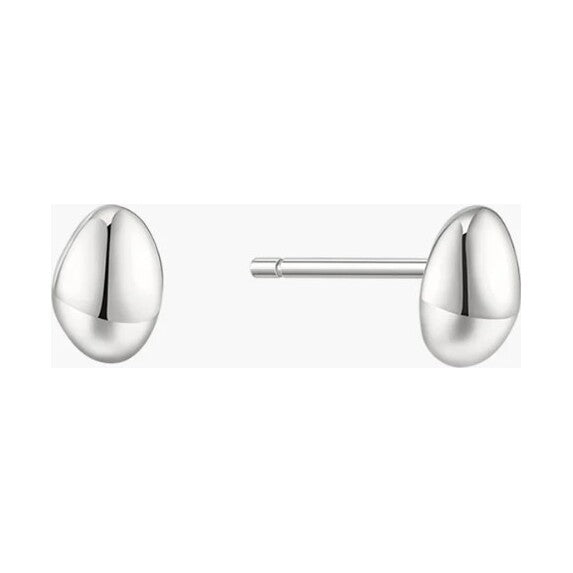 Silver Organic Dome Pebble Stud Earrings