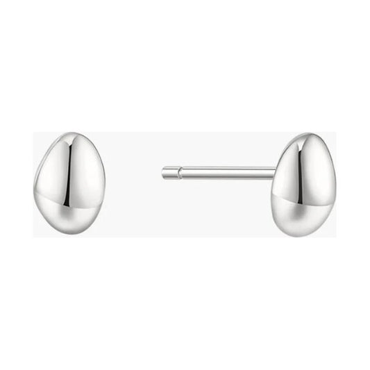 Silver Organic Dome Pebble Stud Earrings